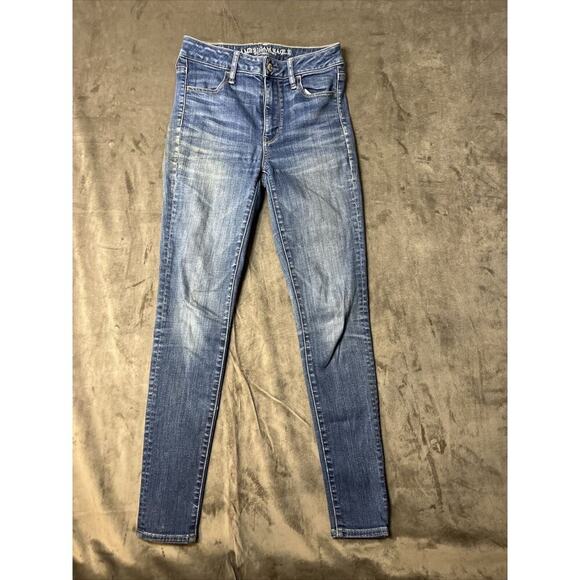 American Eagle Womens Super High Rise Jegging Blue Jeans Super Stretch Size 2 - Picture 1 of 10
